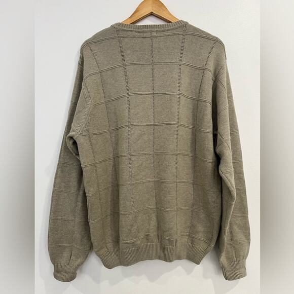 IZOD Vintage Cotton Crew Neck Square Knit Dad Sweater Large Oversized - Picture 6 of 6